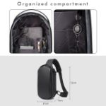 Picture of BANGE BG-7256 Men's Chest Bag Waterproof Sling Bag EVA Shell Crossbody Shoulder Bag with USB Charging Port for Casual Hiking Camping Travel