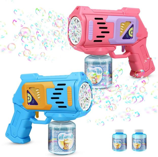 Picture of Yuhongchi bubble Tale Bubble Guns Bubble Machine for Kids Bubble Blower with 10-Hole Wands & LED Light Bubble Maker Kids Birthday Gifts 